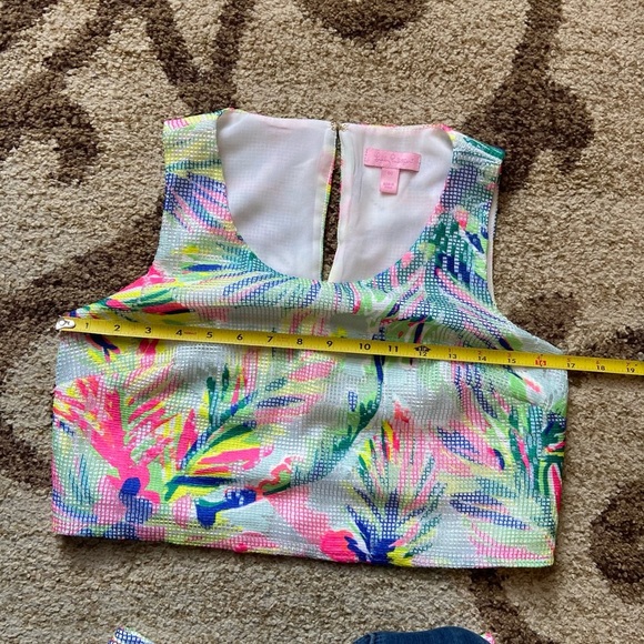 Lilly PULITZER Hilah Floral Print Mesh Skirt & Top Set Neon Multicolor SZ 00 XXS - Picture 13 of 15